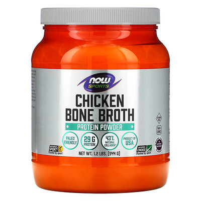 Now Foods Sports, Chicken Bone Broth Protein Powder, 1.2 lbs (544 g)