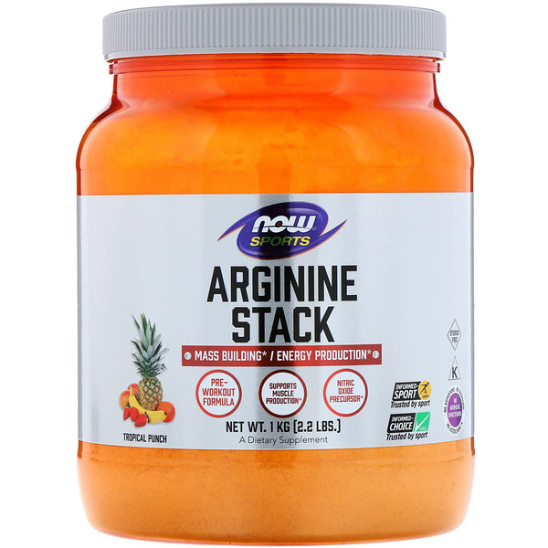 Now Foods, スポーツ、アルギニンスタック、トロピカルパンチ味、2.2ポンド（1kg）