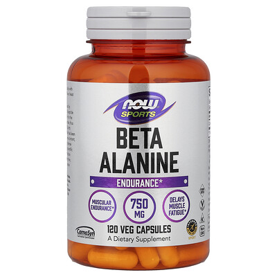 NOW Foods, Sports, Beta-alanina, Resistencia, 120 cápsulas vegetales (750 mg por cápsula)