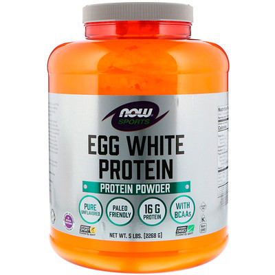 Now Foods Sports, порошковый протеин яичного белка Egg White Protein Powder, 5 фунтов (2268 г)