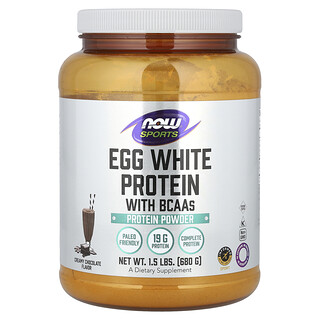 NOW Foods, Spor, BCAA'lı Yumurta Beyazı Proteini, Kremalı Çikolata, 1,5 lbs (680 g)