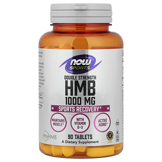 NOW Foods, スポーツ、ビタミンD3配合HMB（β-ヒドロキシ-β-メチル酪酸）、タブレット90粒（1粒あたり1,000mg）