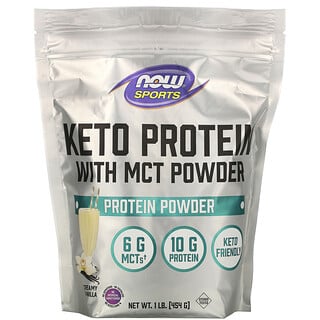 Now Foods, Sports, Keto Protein with MCT Powder, Creamy Vanilla, 1 lb (454 g)