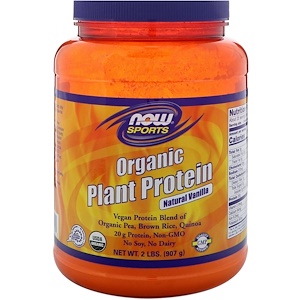 Купить Now Foods, Органический растительный протеин, натуральная ваниль, 2 фунта (907 г)  на IHerb