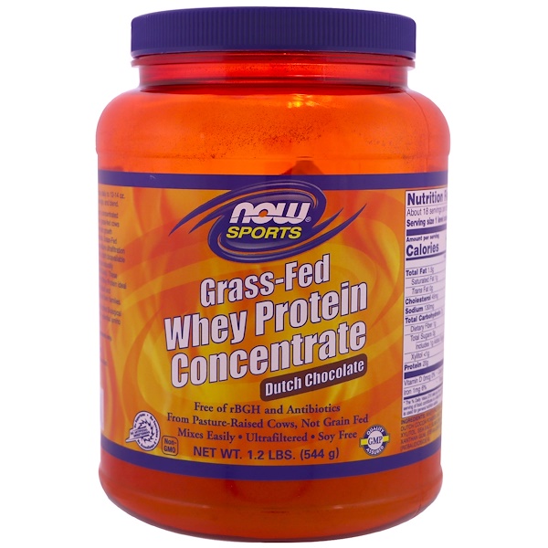 Now Foods, GrassFed Whey Protein Concentrate, Dutch Chocolate, 1.2 lbs