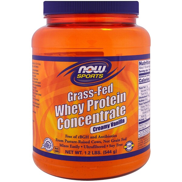 Now Foods, GrassFed Whey Protein Concentrate, Creamy Vanilla , 1.2 lbs