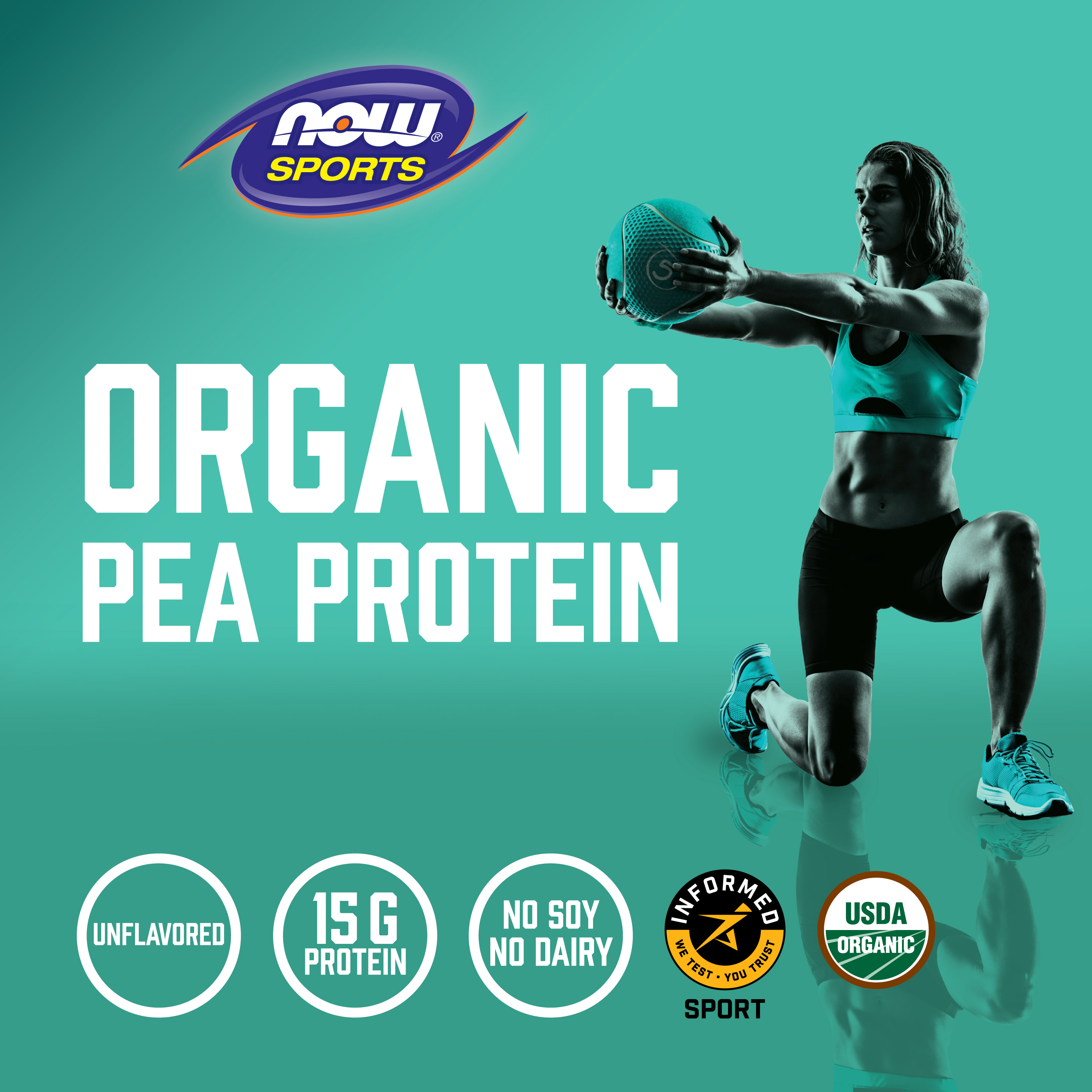 NOW Foods, Sports, Organic Pea Protein Powder, Pure Unflavored, 1.5 lbs