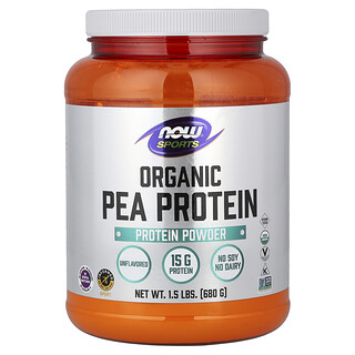 NOW Foods, Sports, Poudre de protéines de pois biologique, Non aromatisée, 680 g