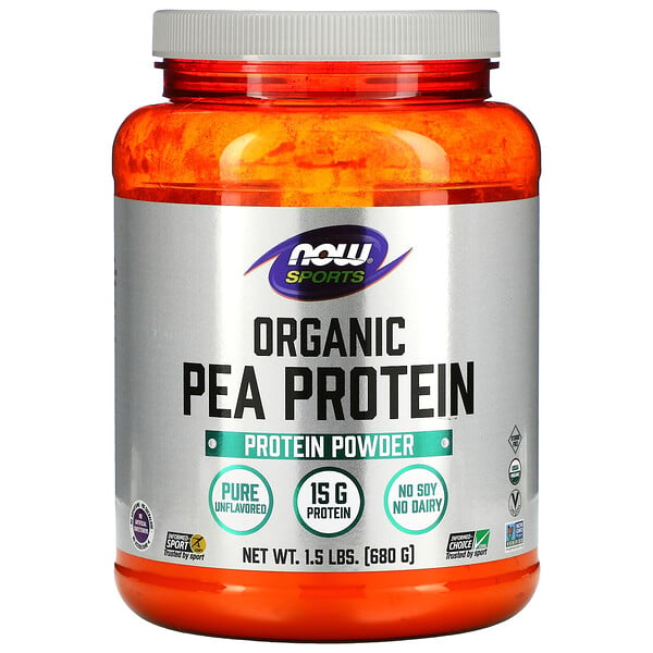 Now Foods, Sports, Organic Pea Protein Powder, Pure Unflavored, 1.5 lbs (680 g)