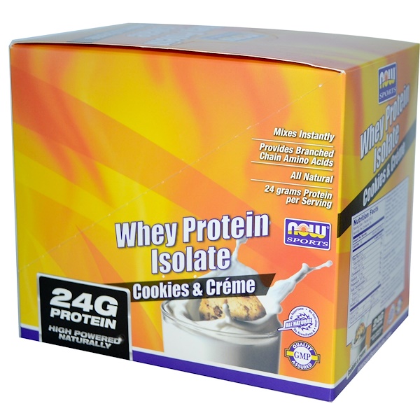 Now Foods, Sports, Whey Protein Isolate, Cookies & Cream, 14 Packets, 1.06 oz (30 g) Each (Discontinued Item) 