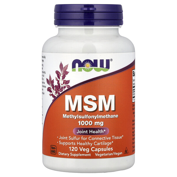 NOW Foods MSM, Methylsulfonylmethane, 120 Veg Capsules (1,000 mg per Capsule)