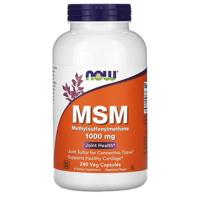 Now Foods МСМ, метилсульфонилметан, 1000 мг, 240 вегетарианских капсул