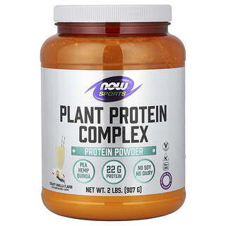 NOW Foods, Sports, Complejo de proteínas vegetales, Vainilla cremosa`` 907 g (2 lb)