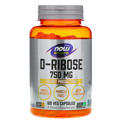 

Now Foods Sports, D-рибоза, 750 мг, 120 растительных капсул