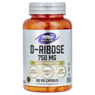 NOW Foods, Sports, D-ribosio, 750 mg, 120 capsule vegetali