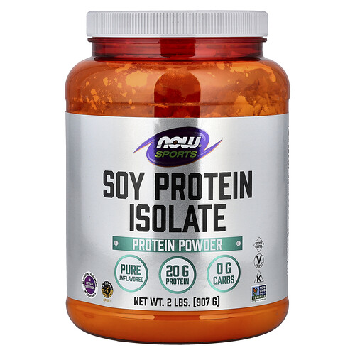NOW Foods Sports изолят соевого белка натуральный с нейтральным вкусом 907 г (2 фунта)