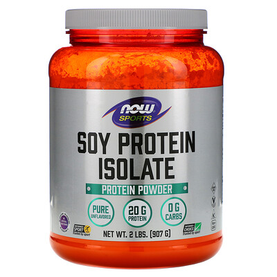 Now Foods Sports, Изолят соевого белка, натуральный неаромаизированный, 2 фунта (907 г)