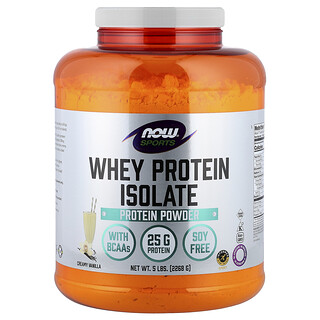 NOW Foods, Spor, Peynir Altı Suyu Proteini İzolatı, Kremalı Vanilya, 2.500 g (5 lb) (2.268 g)