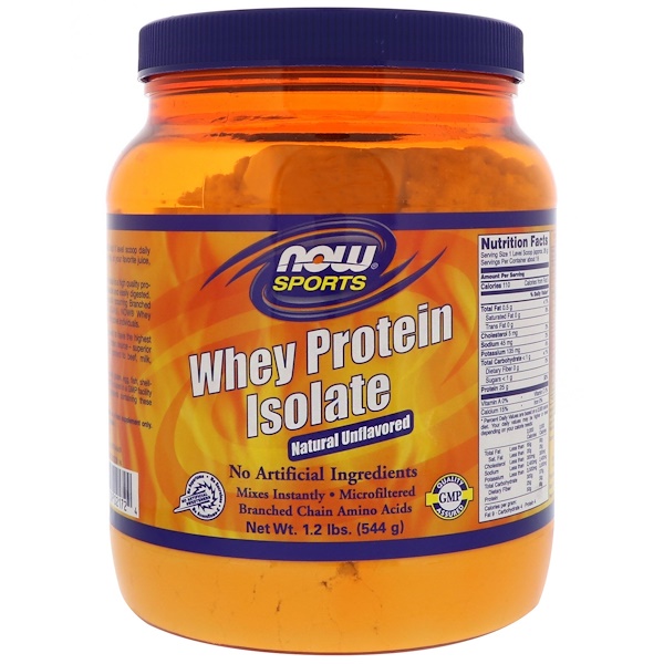 Now Foods, Sports, Whey Protein Isolate, Natural Unflavored, 1.2 lbs (544 g)