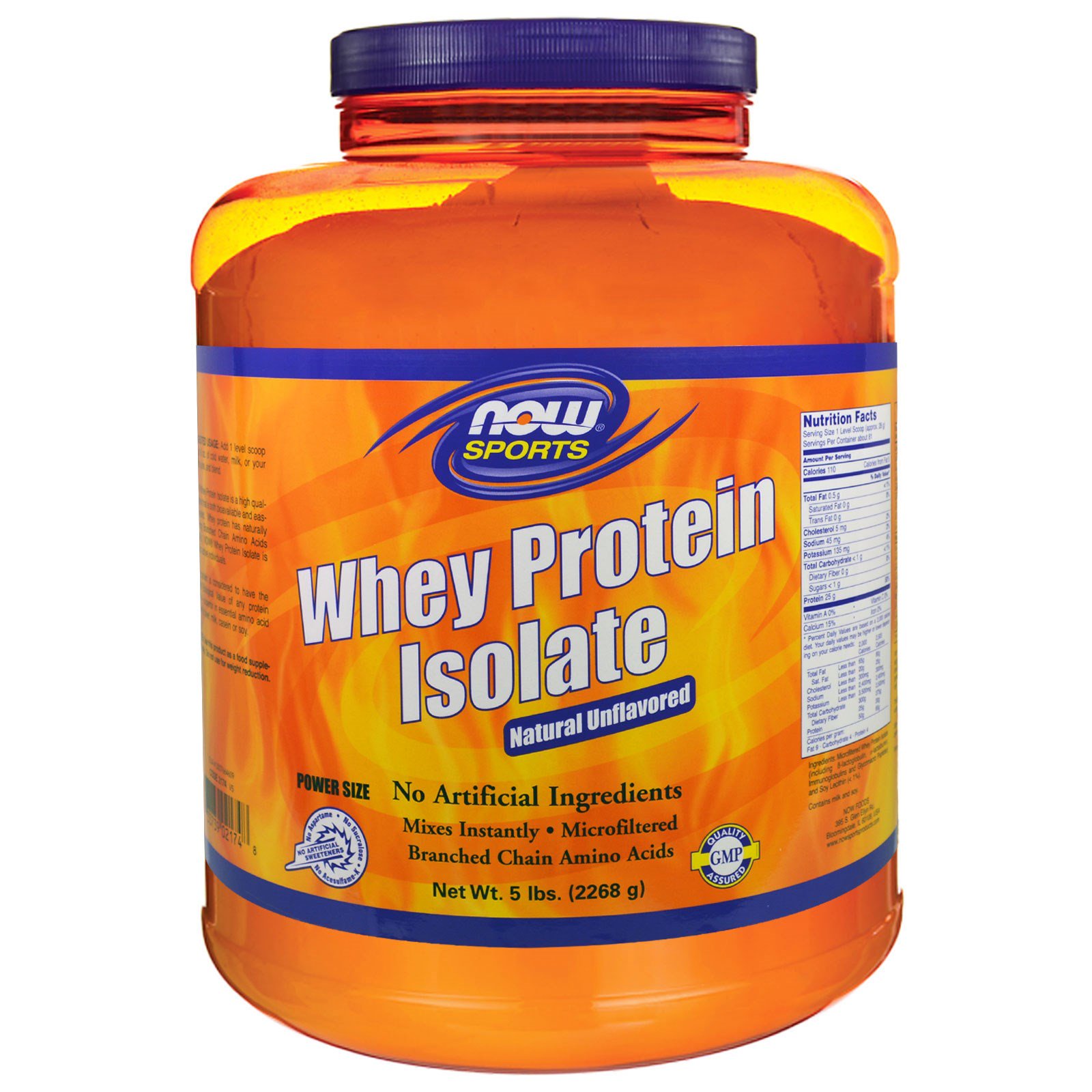 Now Foods, Sports, Whey Protein Isolate, Natural Unflavored, 5 lbs