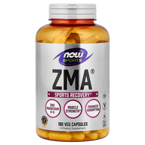 NOW Foods, Sports, ZMA®, Ergänzungsmittel mit Zink, Magnesium und Vitamin B6, 180 pflanzliche Kapseln