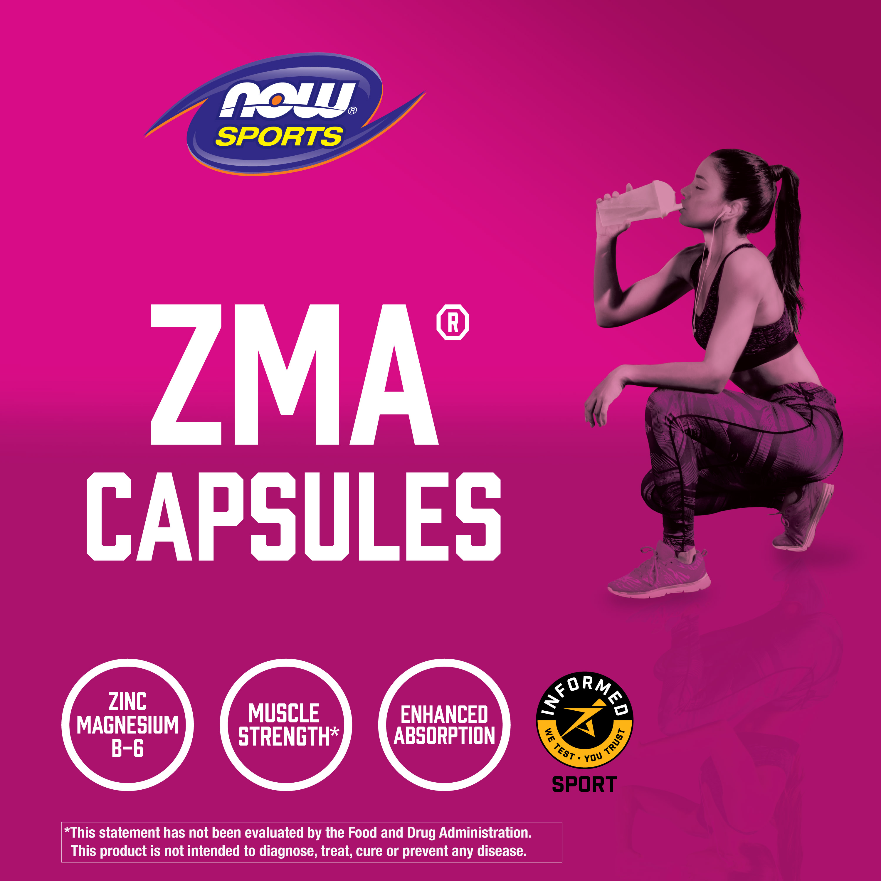NOW Foods, Sports, ZMA, Sports Recovery, 180 Veg Capsules
