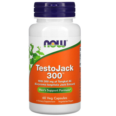 

NOW Foods TestoJack 300, 300 мг, 60 вегетарианских капсул