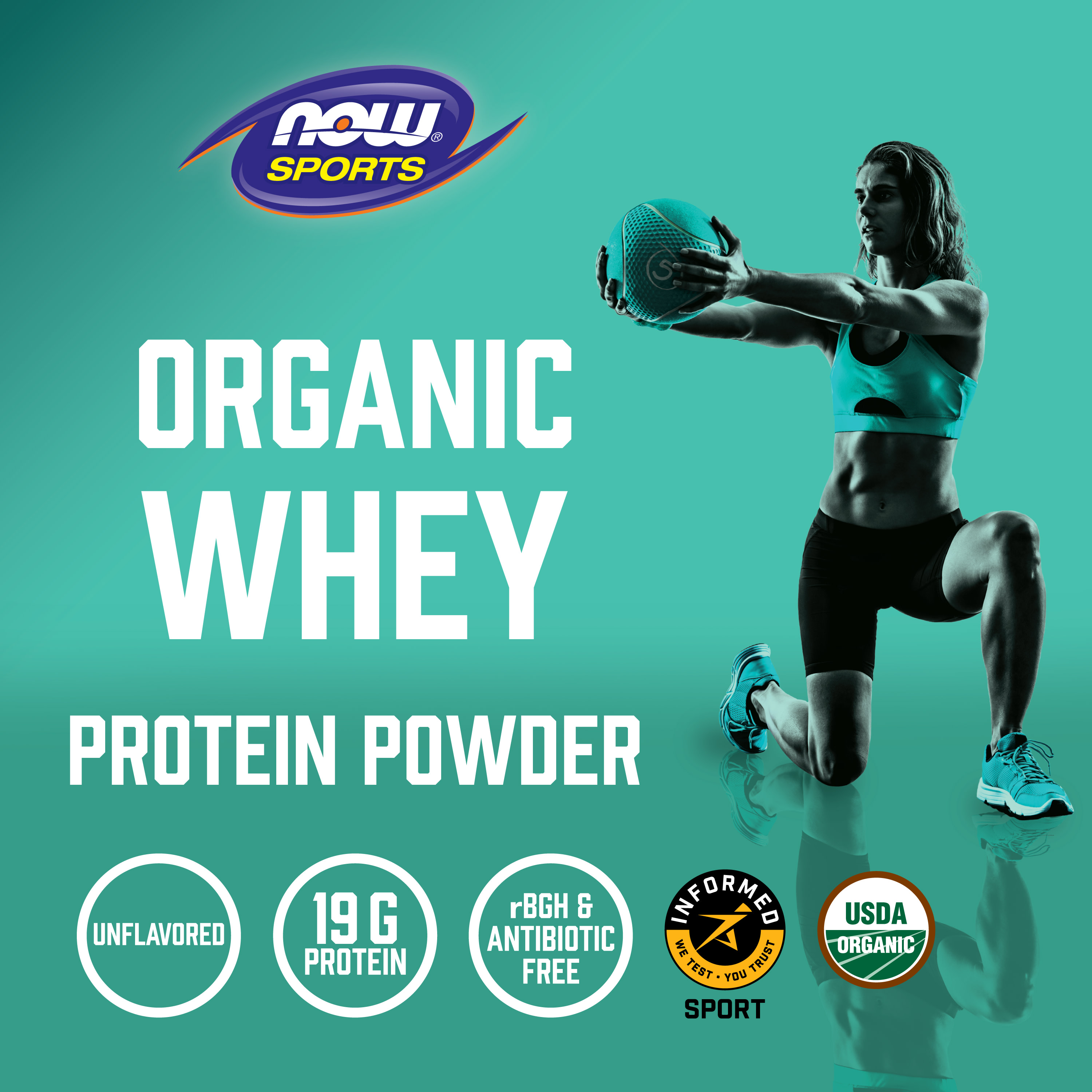 NOW Foods, Sports, Organic Whey Protein, Unflavored, 1 lb (454 g)