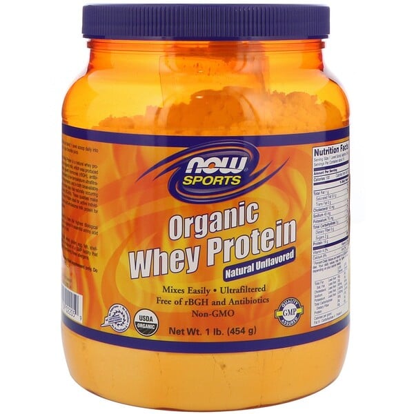 Now Foods, Sports, Organic Whey Protein, Natural Unflavored, 1 lb (454 g)