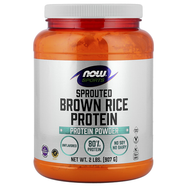 NOW Foods Sports, Sprouted Brown Rice Protein Powder, Unflavored, 2 lbs (907 g)