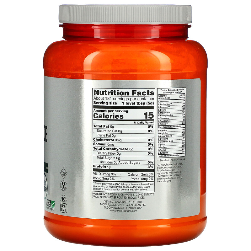 Now Foods, Sports, Sprouted Brown Rice Protein Powder, Pure Unflavored