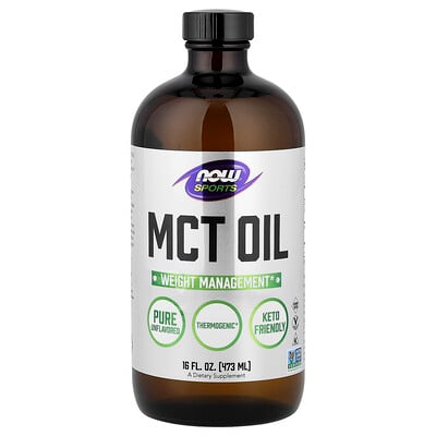 NOW Foods, Sports, Aceite de MCT, Sin sabor, 473 ml (16 oz. líq.)
