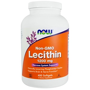 Now Foods, Лецитин без ГМО, 1200 мг, 400 желатиновых капсул