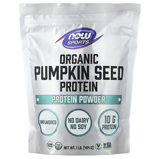 NOW Foods, Sports, Poudre de protéines de graine de courge biologique, Non aromatisée, 454 g