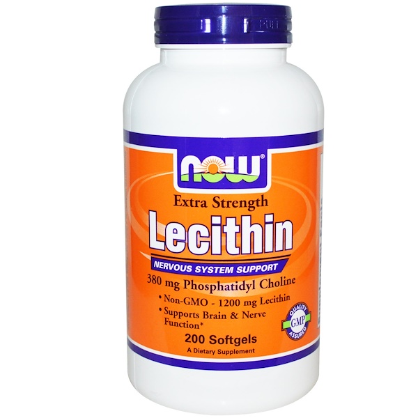 Now Foods, Lecithin, Extra Strength, 1200 mg, 200 Softgels - iHerb