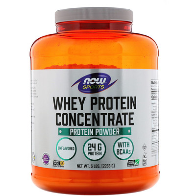 Now Foods Sports, концентрат сывороточного протеина, без добавок, 2268 г (5 фунтов)