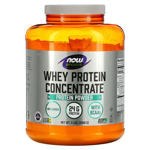 Now Foods, Sports, Whey Protein Concentrate Protein Powder, Unflavored, 5 lbs (2268 g)