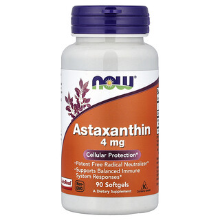 NOW Foods, Astaxantin, 4 mg, 90 mjukgelkapslar