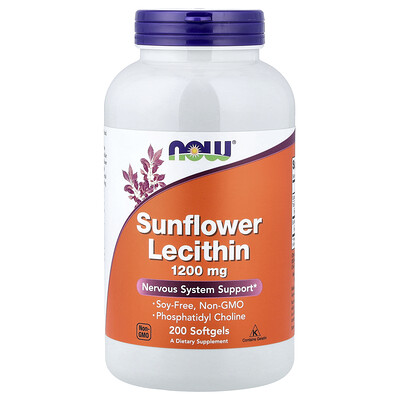 NOW Foods, Sunflower Lecithin, 1,200 mg, 200 Softgels