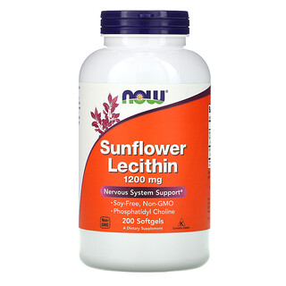 Now Foods, Sunflower Lecithin, Sonnenblumenlecithin, 1.200 mg, 200 Weichkapseln