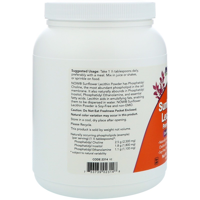 Now Foods, Sunflower Lecithin, Pure Powder, 1 lb (454 g) iHerb