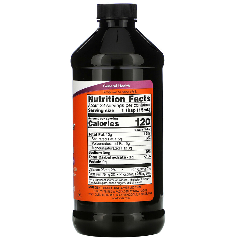 Now Foods, Sunflower Liquid Lecithin, 16 fl oz (473 ml) iHerb