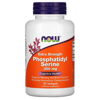 Now Foods Extra Strength, фосфатидилсерин, 300 мг, 50 капсул