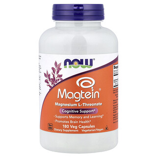 ناو فودز‏, ®Magtein، ثريونات ل-المغنيسيوم، 180 ملجم، 180 كبسولة نباتية (48 ملجم لكل كبسولة)