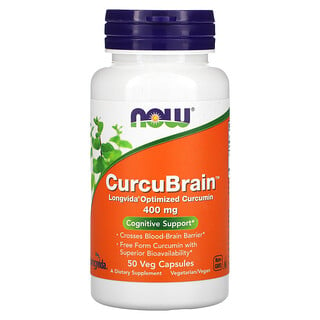 Now Foods, CurcuBrain, Cognitive Support, kognitive Unterstützung, 400 mg, 50 vegetarische Kapseln
