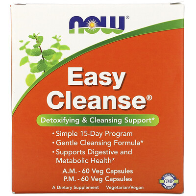 

NOW Foods, Easy Cleanse, 2 Bottles, 60 Veg Capsules Each