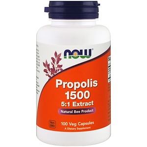 Now Foods, Прополис 1500, 300 мг, 100 вегетарианских капсул