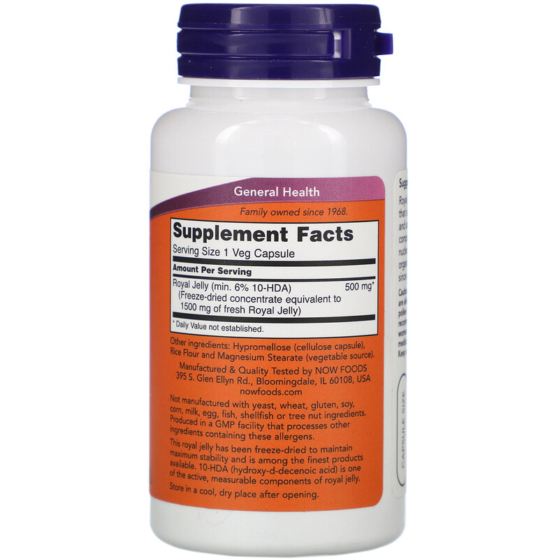 Now Foods, Royal Jelly, 1,500 mg, 60 Veg Capsules - iHerb
