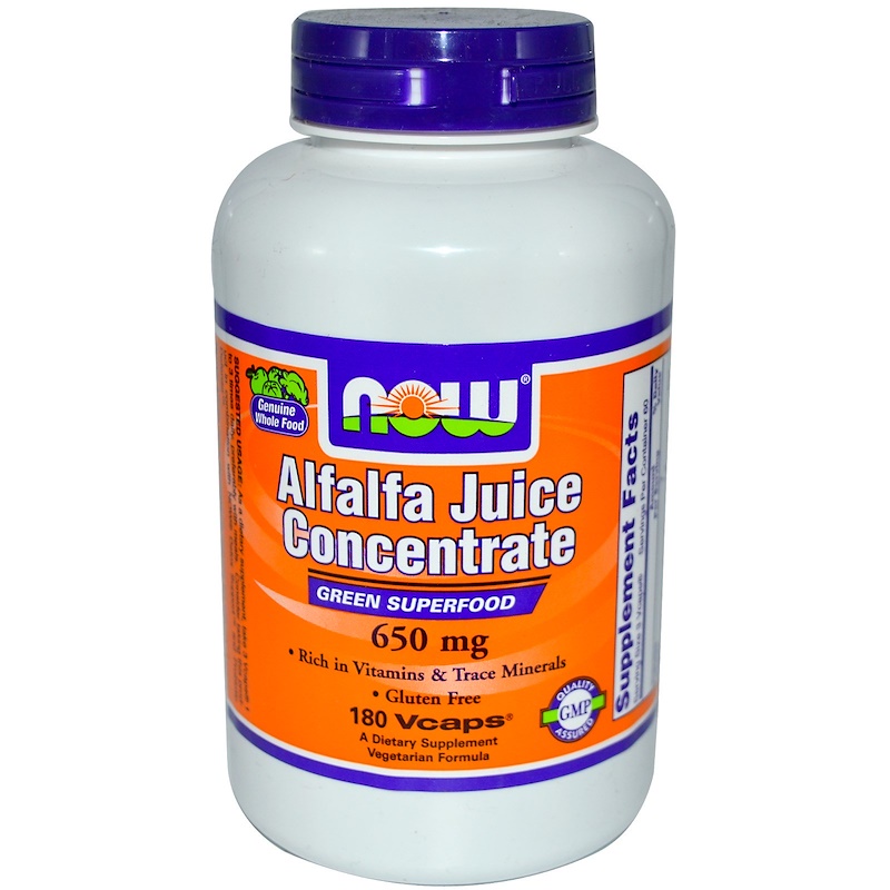 Now Foods, Alfalfa Juice Concentrate, 180 Vcaps iHerb