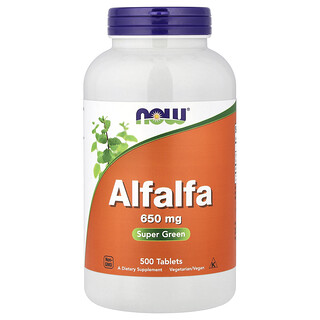 NOW Foods, Alfalfa, 650 mg, 500 tabletas